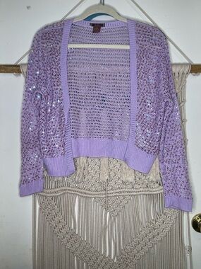 Y2k Sequin Cardigan Bolero Sz Med Layering Open Front Coachella Festival Boho